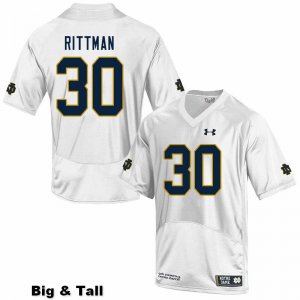 Notre Dame Fighting Irish Men's Jake Rittman #30 White Under Armour Authentic Stitched Big & Tall College NCAA Football Jersey BEA6799SP